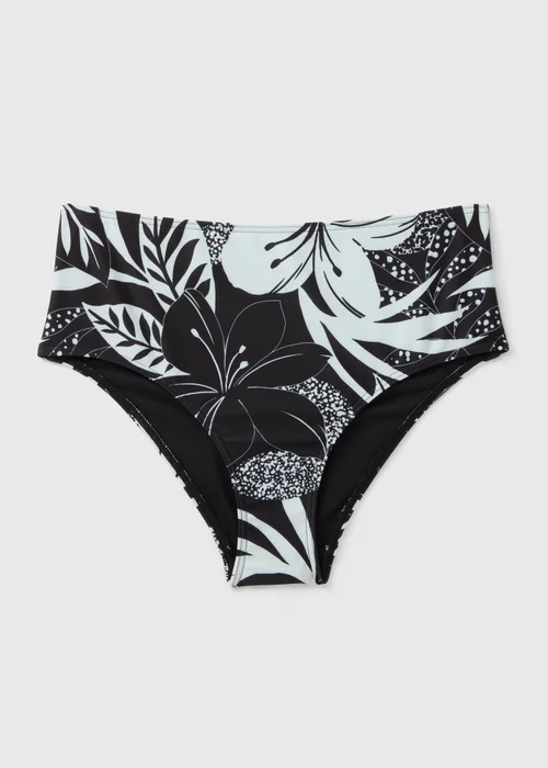 Black Floral High Waist Bikini Bottoms - 8 Image 3