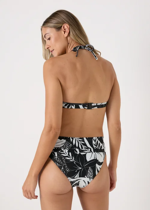 Black Floral High Waist Bikini Bottoms - 8 Image 2