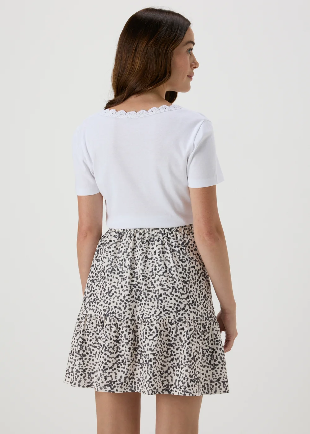 White Jersey Tiered Skirt - 8 Image 2