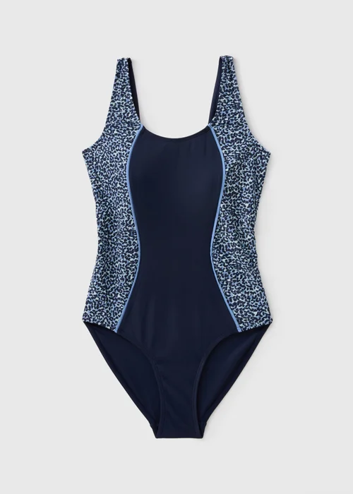 Navy Panel Sports Swimsuit - 8 Image 3