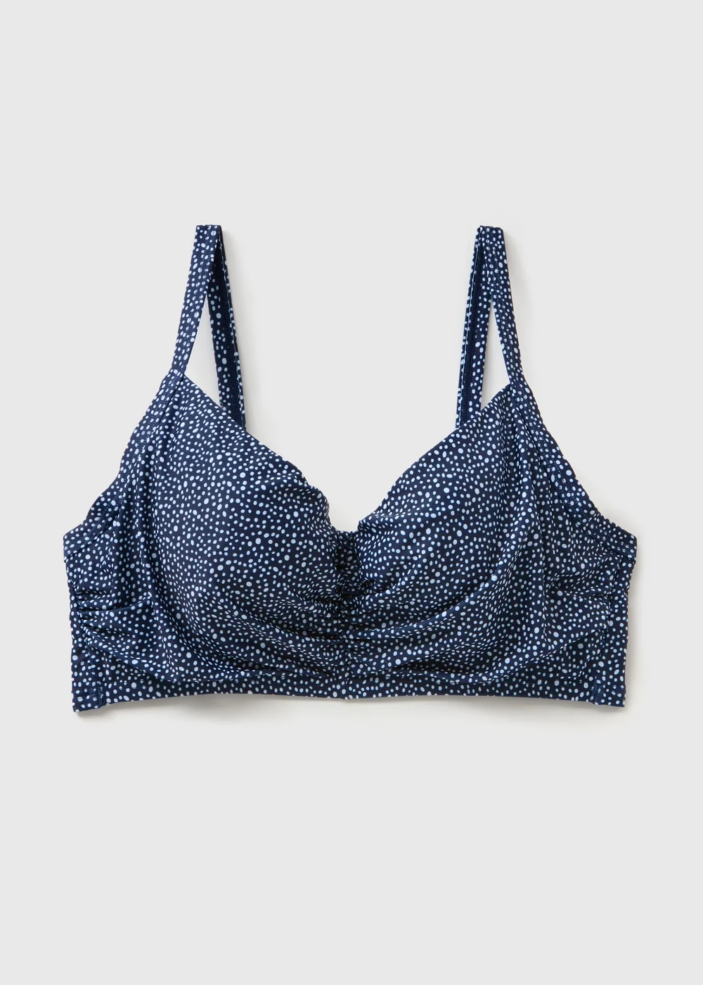 Navy Spot Ruched Crop Bikini Top - 34DD Image 1