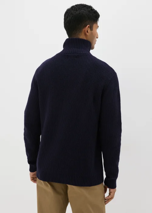 Navy Ribbed 1/4 Zip Jumper - S Image 2