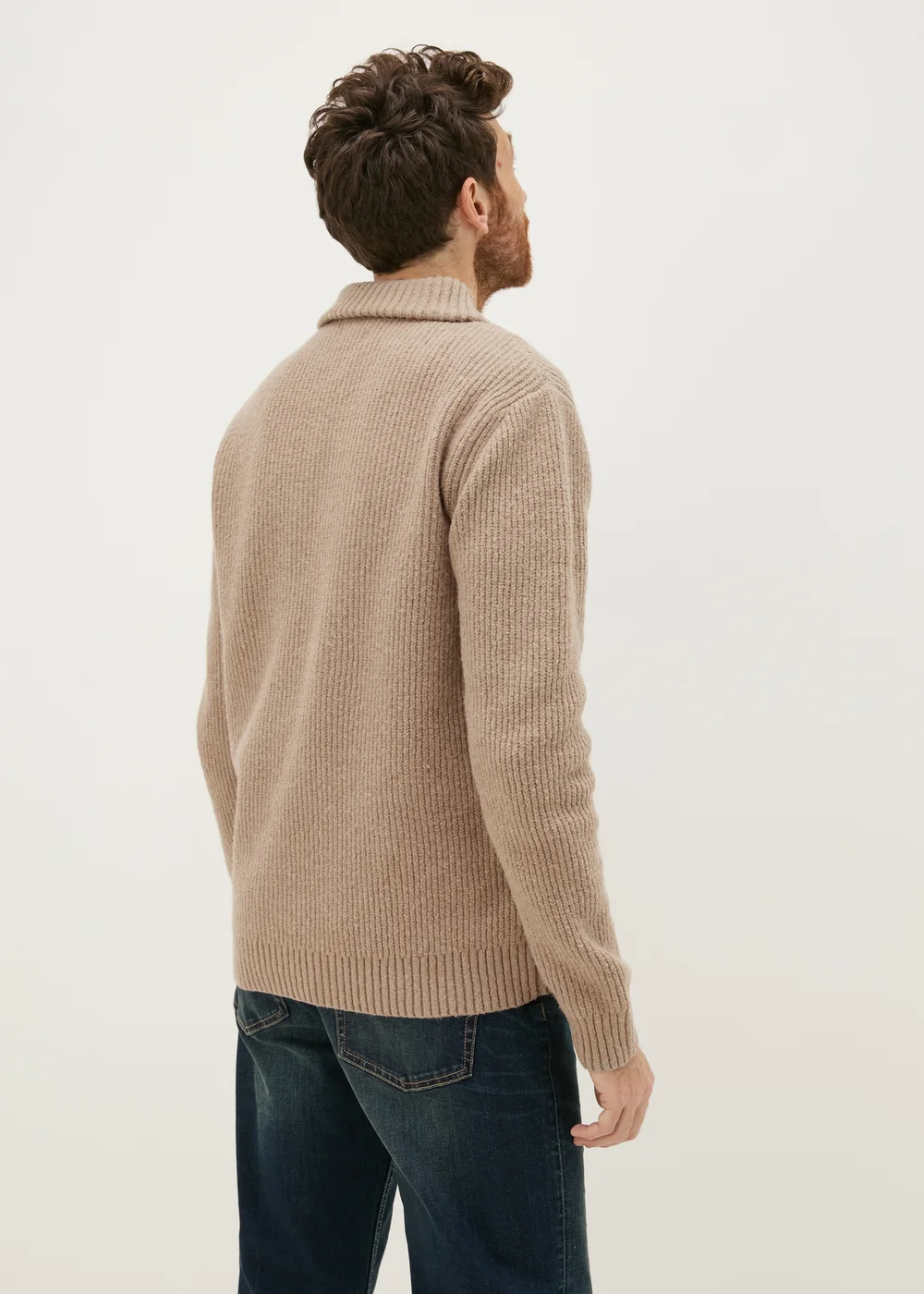 Stone Ribbed 1/4 Zip Jumper - S Image 2