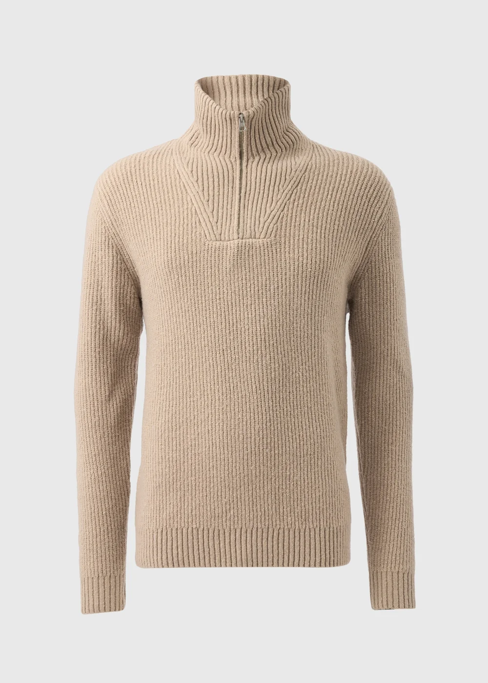 Stone Ribbed 1/4 Zip Jumper - S Image 4