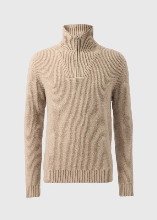Stone Ribbed 1/4 Zip Jumper - S Image 4