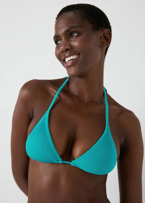 Green Ribbed Triangle Bikini Top - 6 Image 1