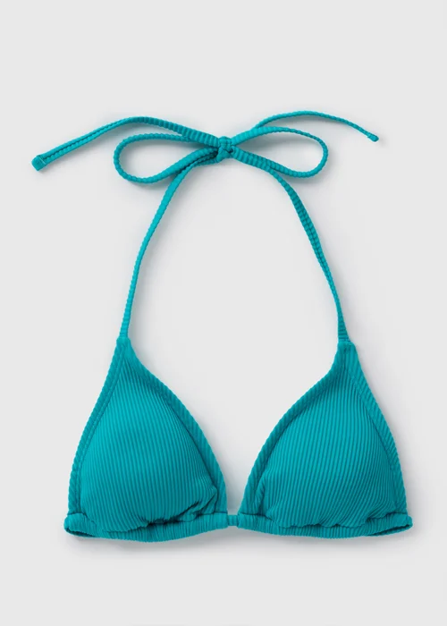 Green Ribbed Triangle Bikini Top - 6 Image 3