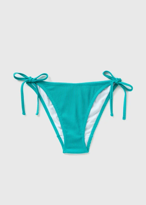 Green Ribbed Triangle Bikini Bottoms - 6 Image 3