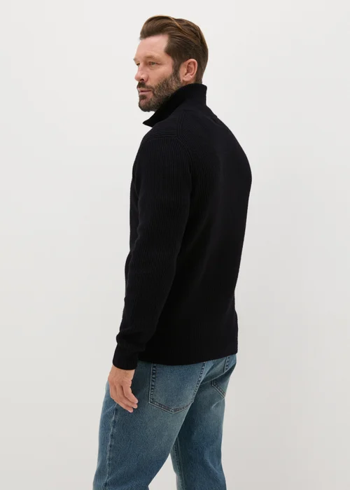 Black Ribbed Full Zip Jumper - S Image 2