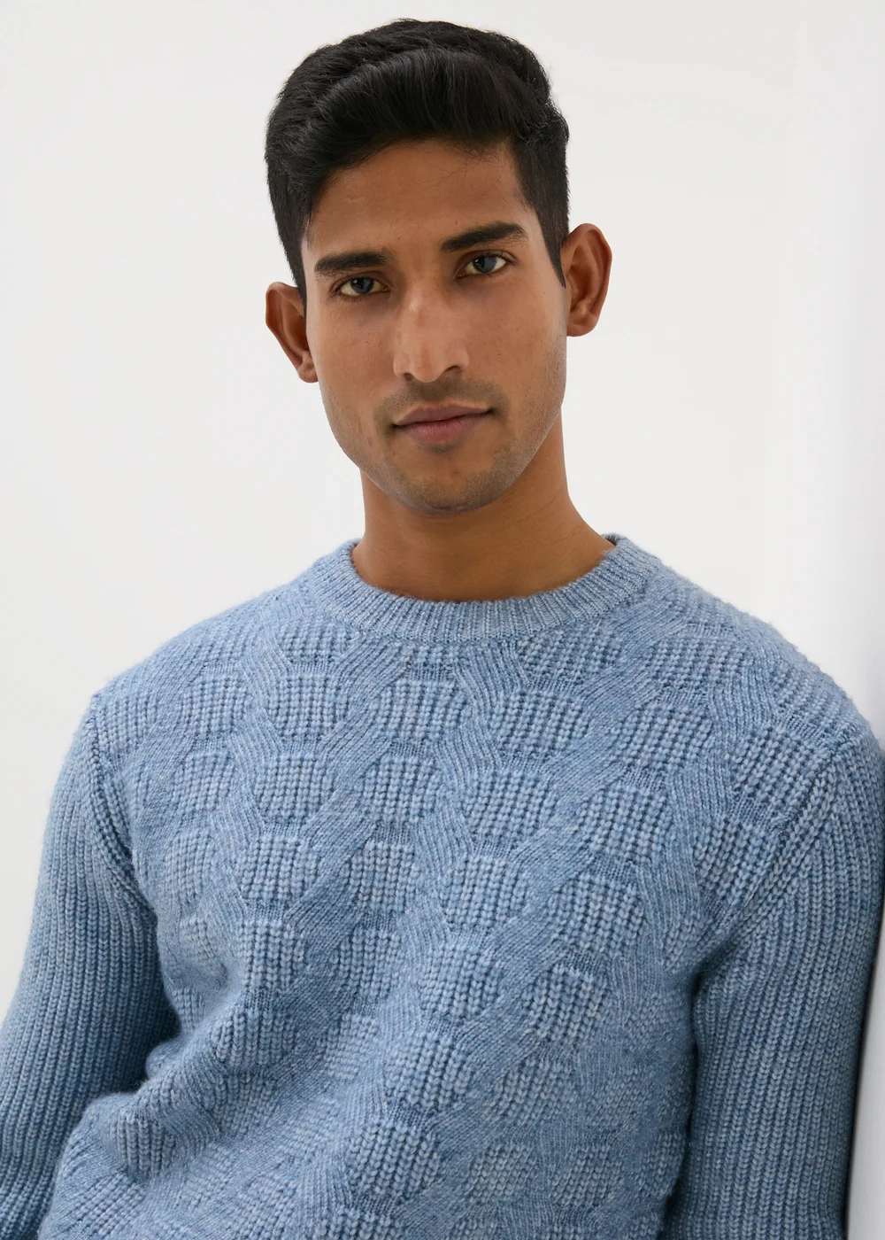 Blue Ribbed Texture Jumper - S Image 1
