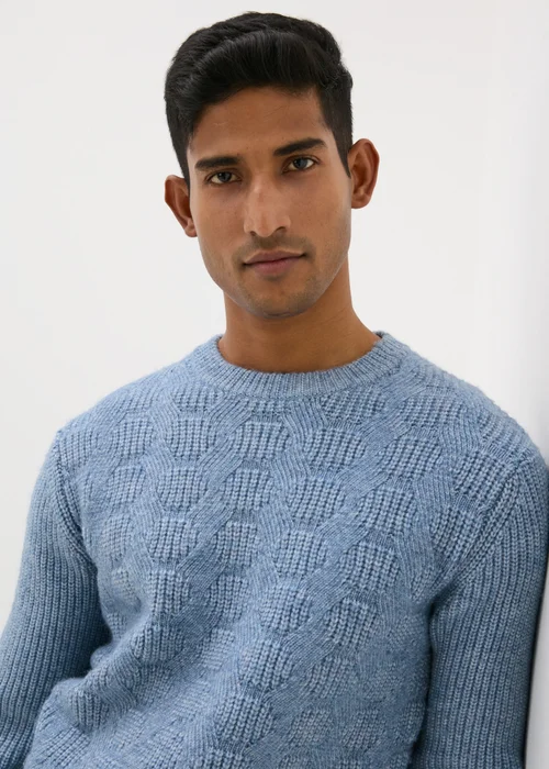 Blue Ribbed Texture Jumper - S Image 1