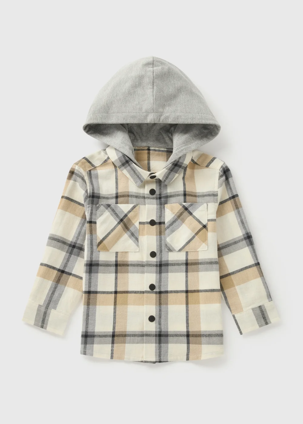 Boys Stone Check Hooded Shacket (1-7yrs) - 1-1.5 Yrs Image 1
