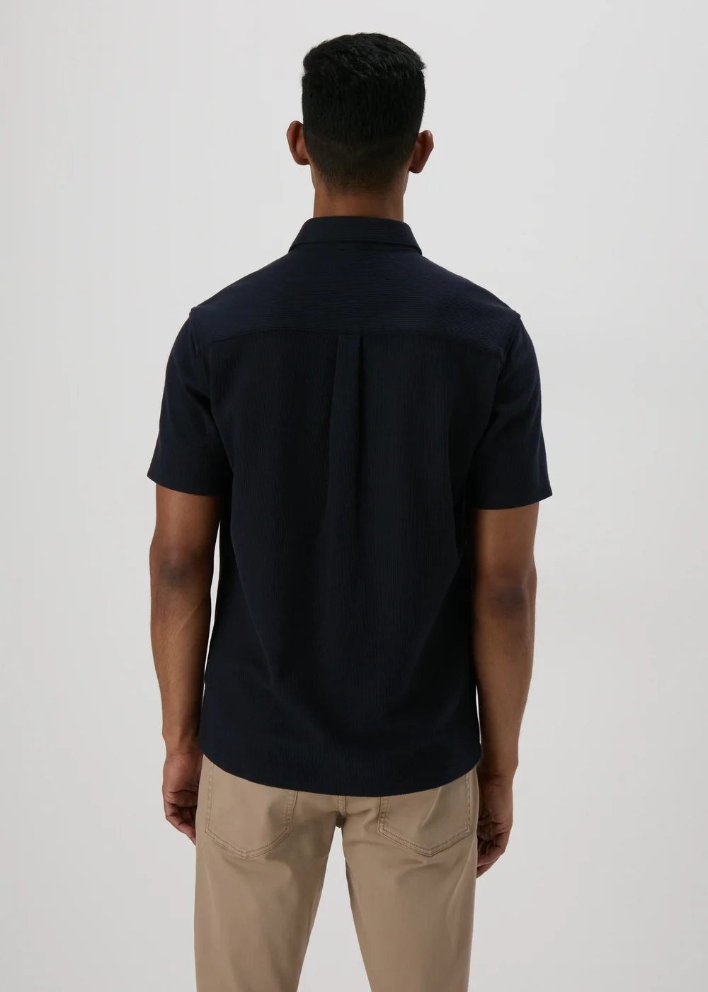 Navy Textured Jersey Shirt - S Image 2