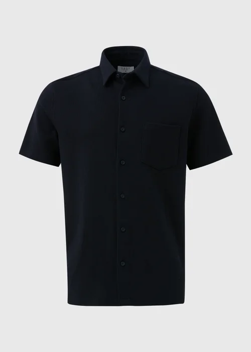 Navy Textured Jersey Shirt - S Image 5