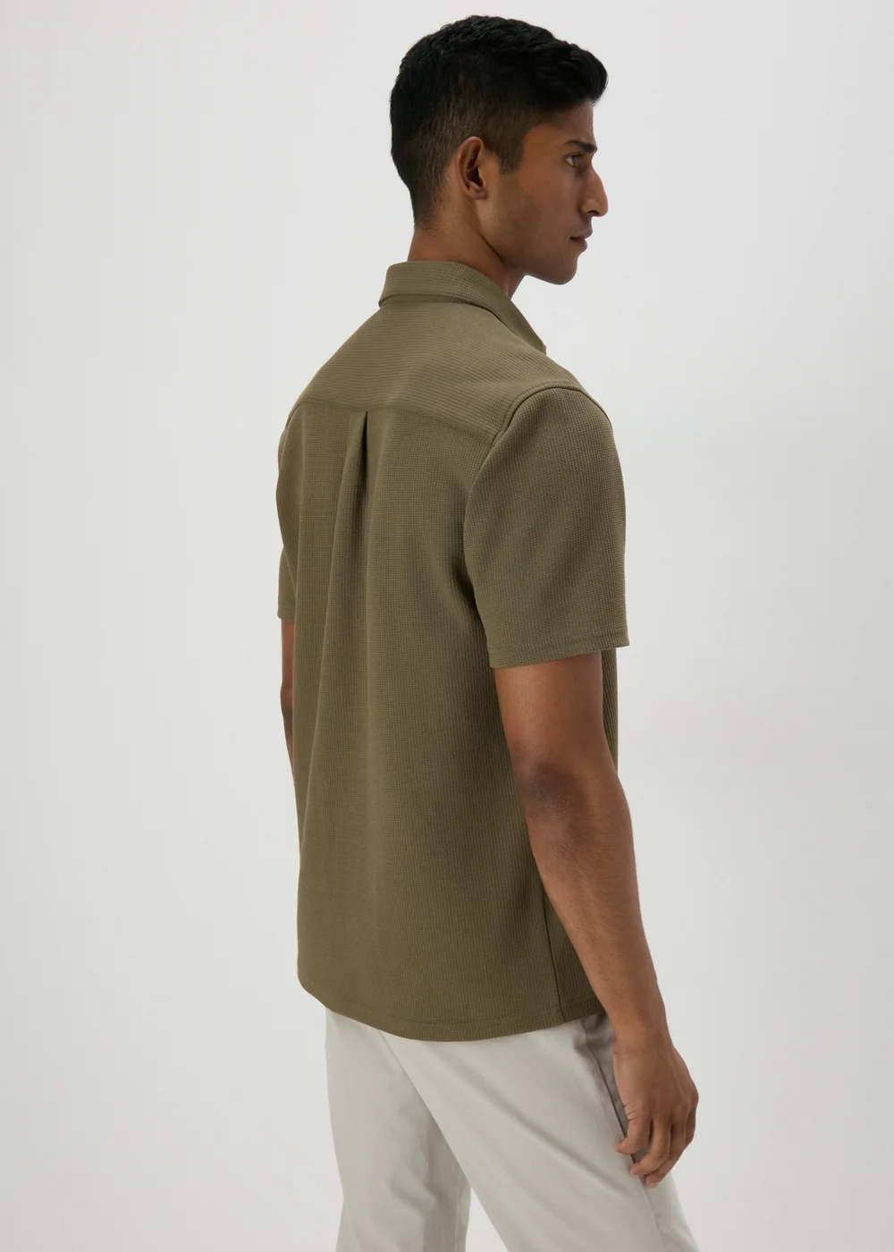 Olive Textured Jersey Shirt - S Image 2