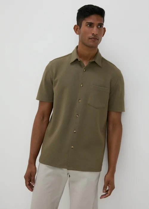 Olive Textured Jersey Shirt - S Image 1