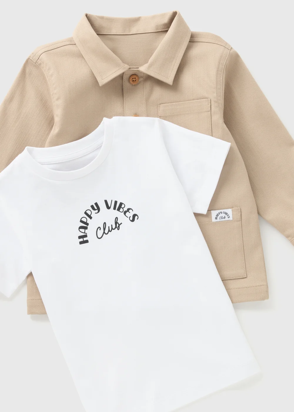 2 Piece Boys Beige Shacket & T-Shirt Set (1-7yrs) - 1-1.5 Yrs Image 2
