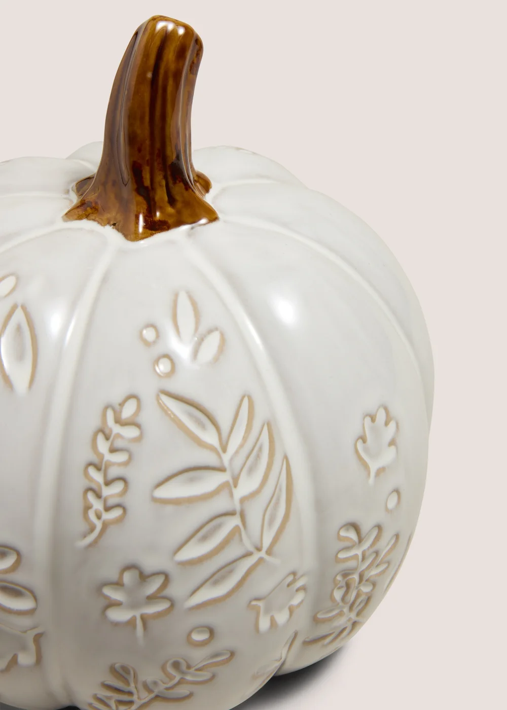 Cream Embossed Pumpkin Ornament Image 2