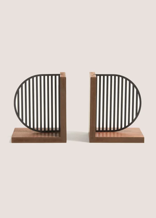Set of 2 Wooden Bookends Image 1