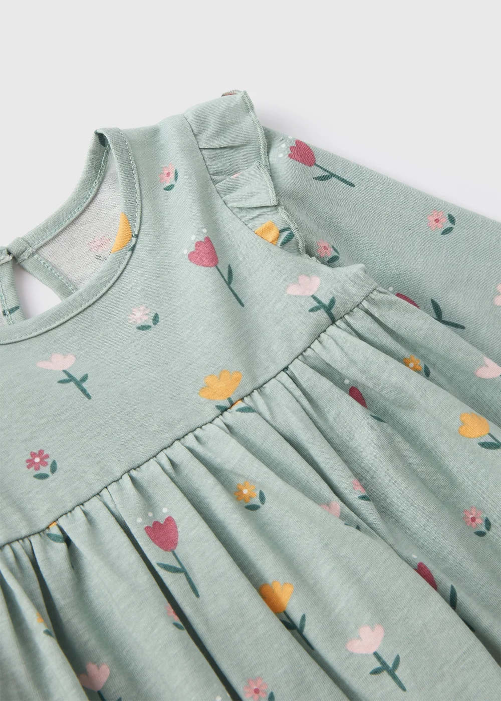 Baby Green Floral Frill Dress (Newborn-23mths) - 0-3 months Image 2