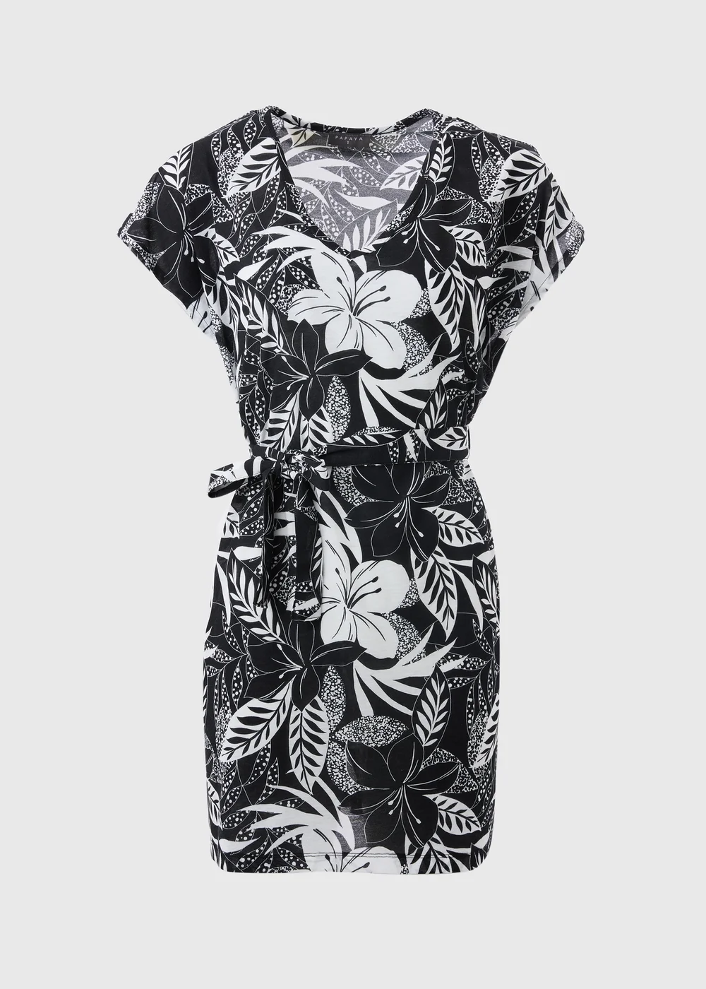 Black Mono Floral Print Kaftan - XS Image 3