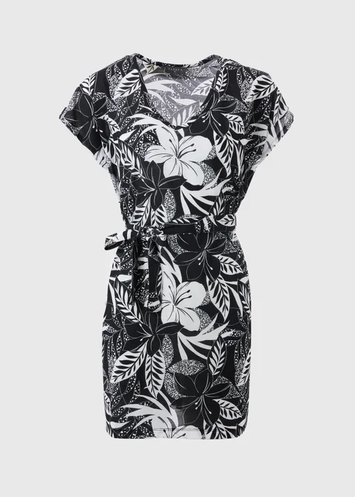 Black Mono Floral Print Kaftan - XS Image 3