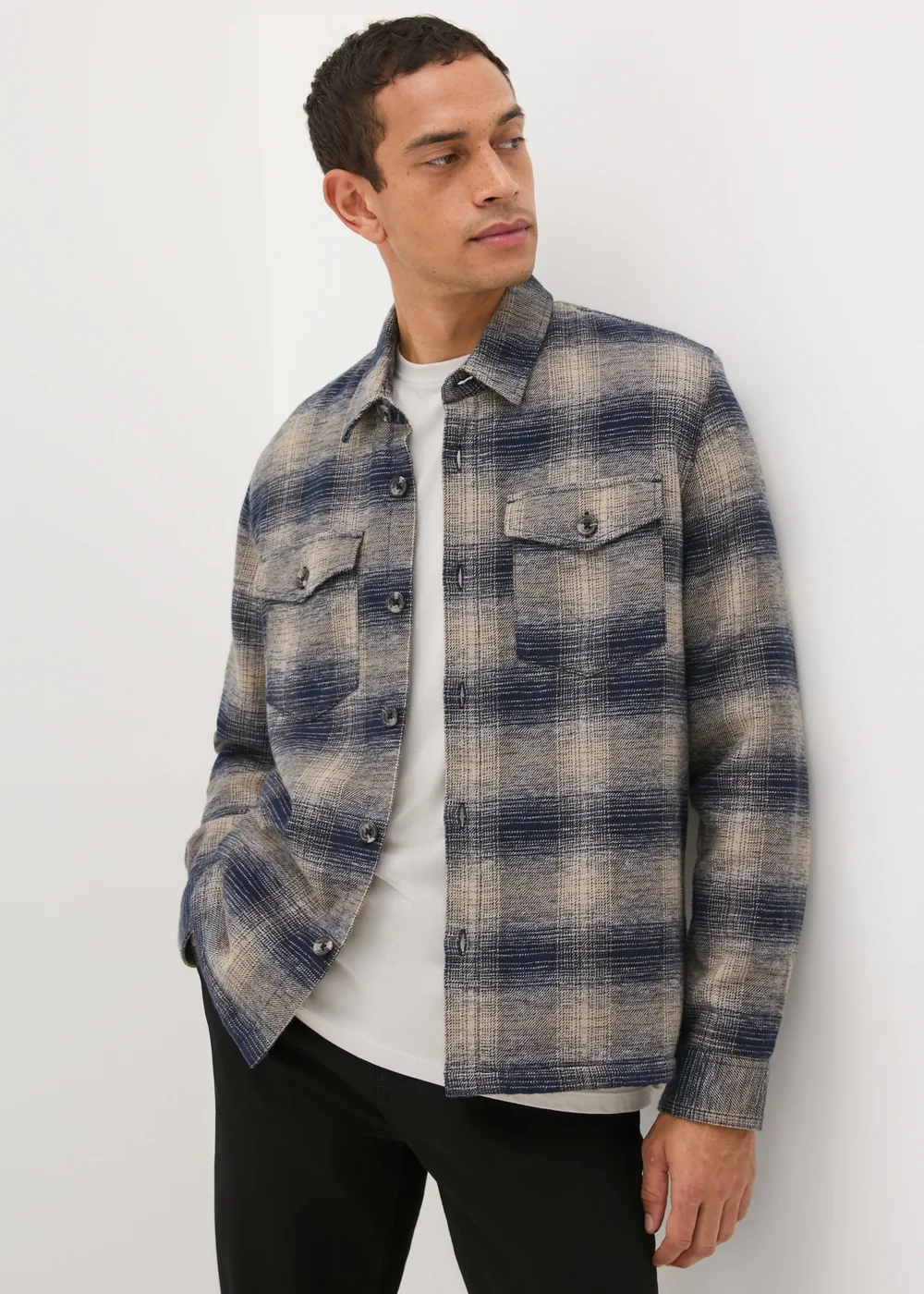 Navy Check Borg Shacket - S Image 1