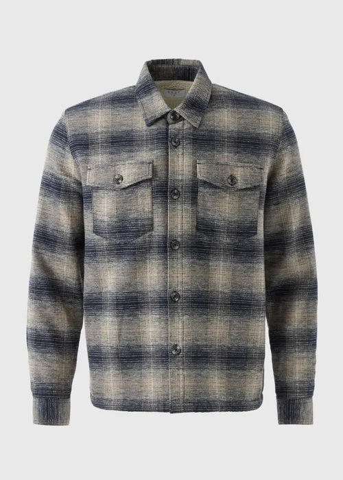Navy Check Borg Shacket - S Image 4