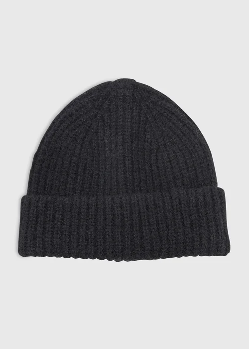 Black Ribbed Beanie - One Size Image 1