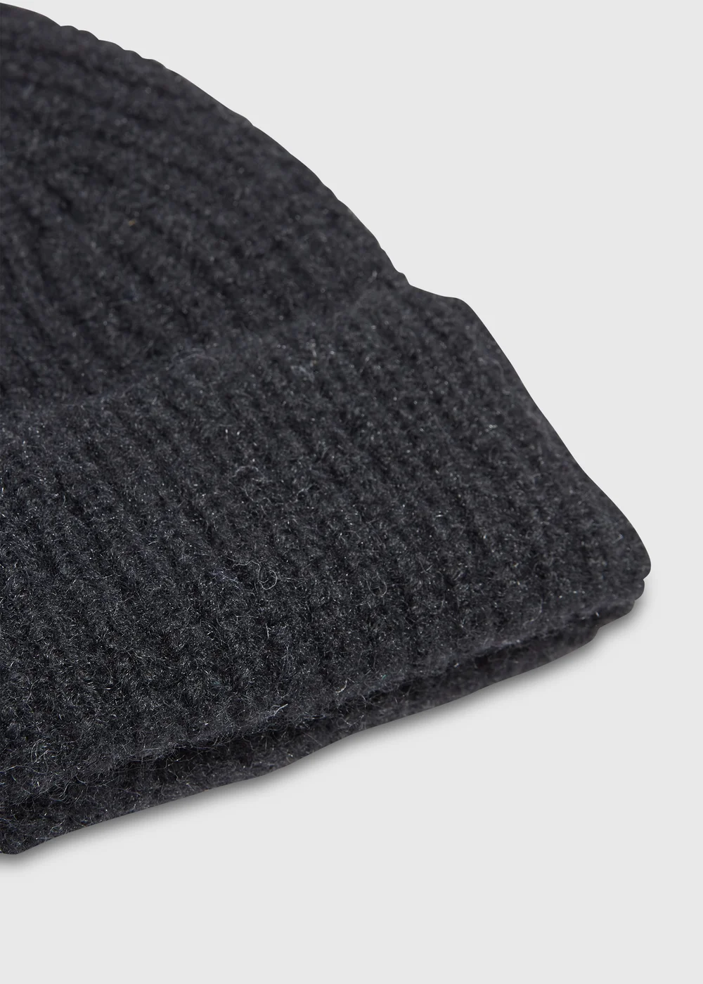 Black Ribbed Beanie - One Size Image 2