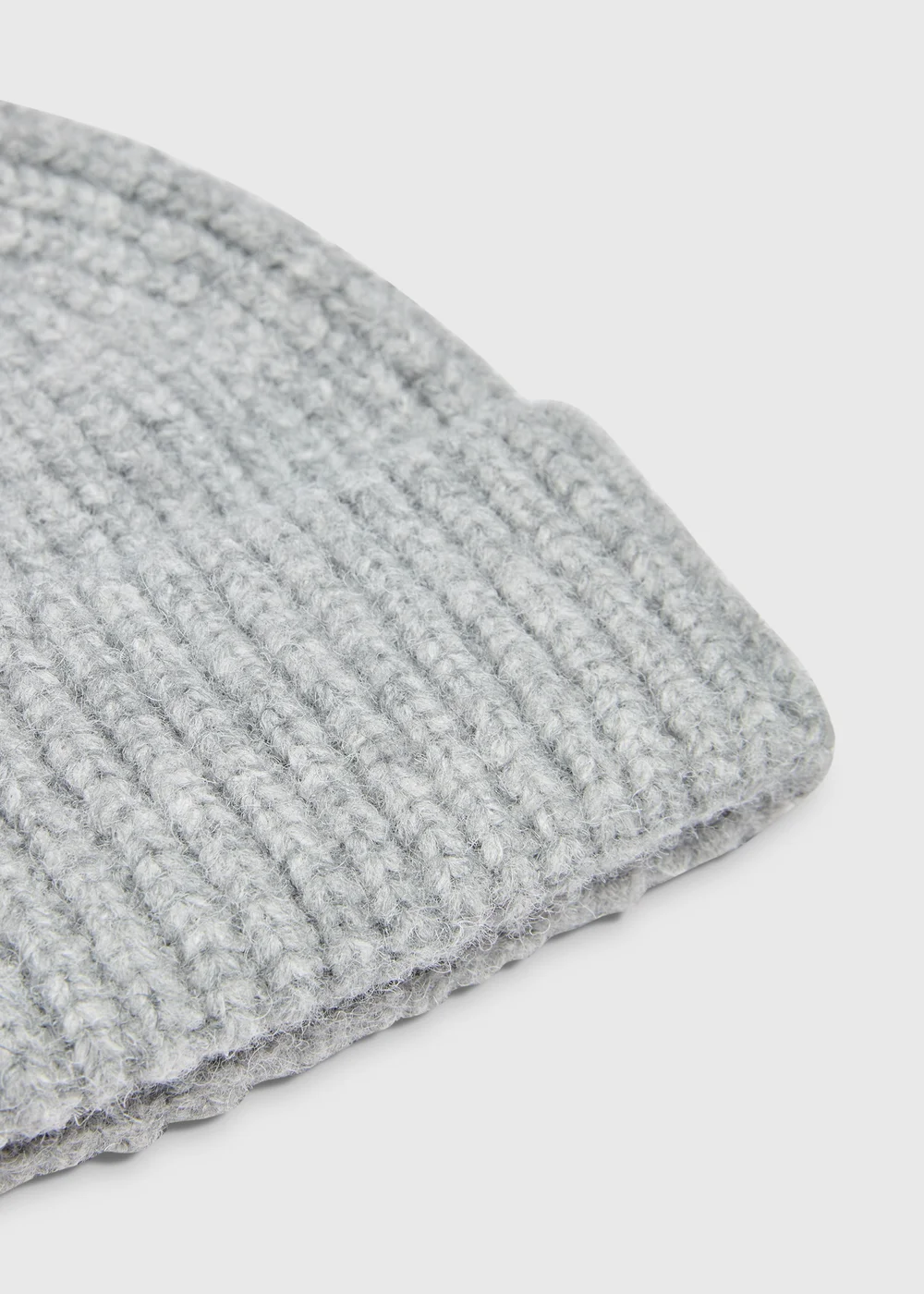 Grey Ribbed Beanie - One Size Image 2