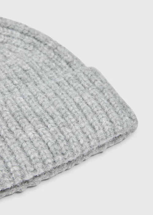 Grey Ribbed Beanie - One Size Image 2