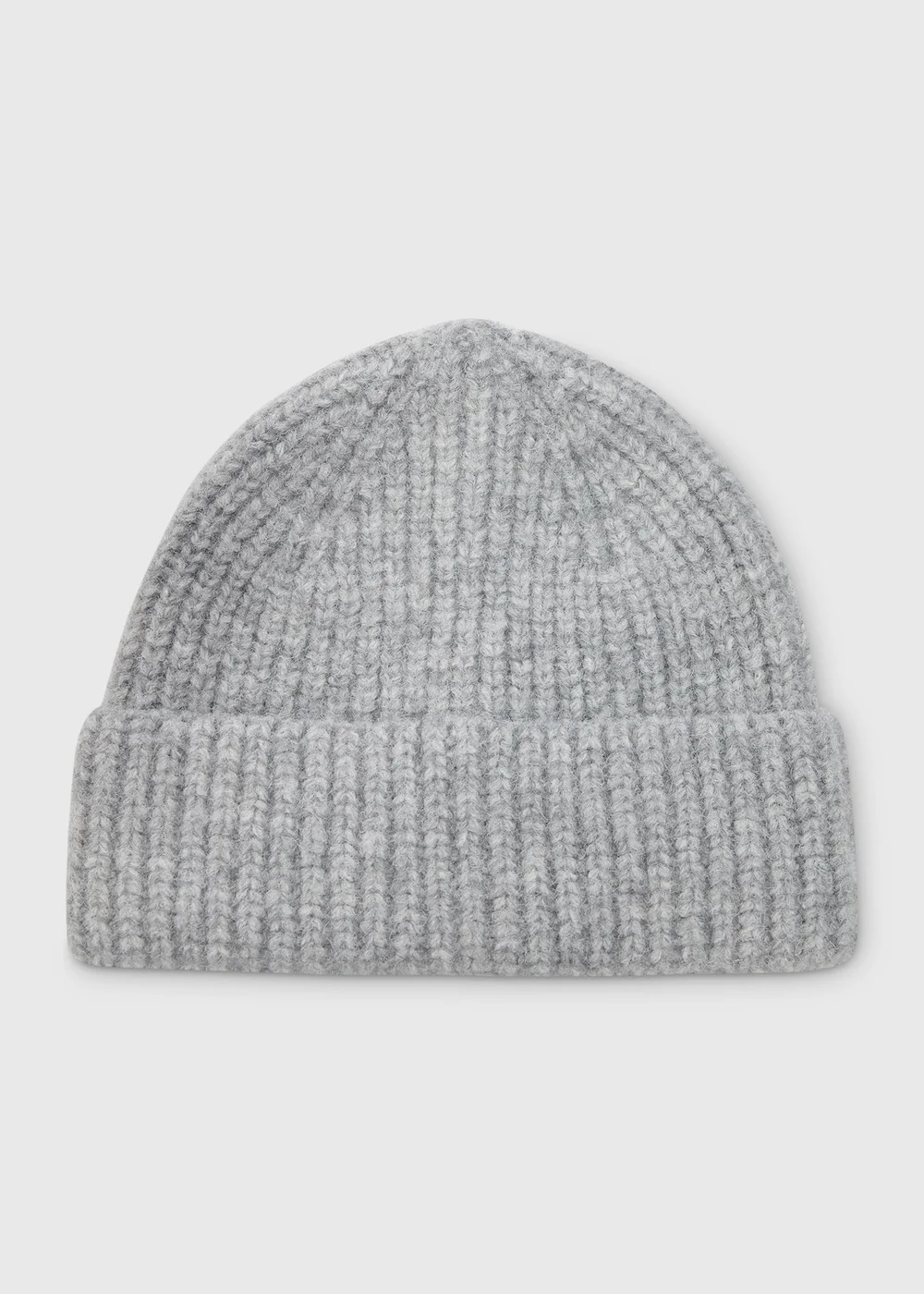 Grey Ribbed Beanie - One Size Image 1