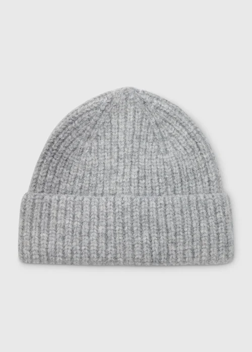 Grey Ribbed Beanie - One Size Image 1