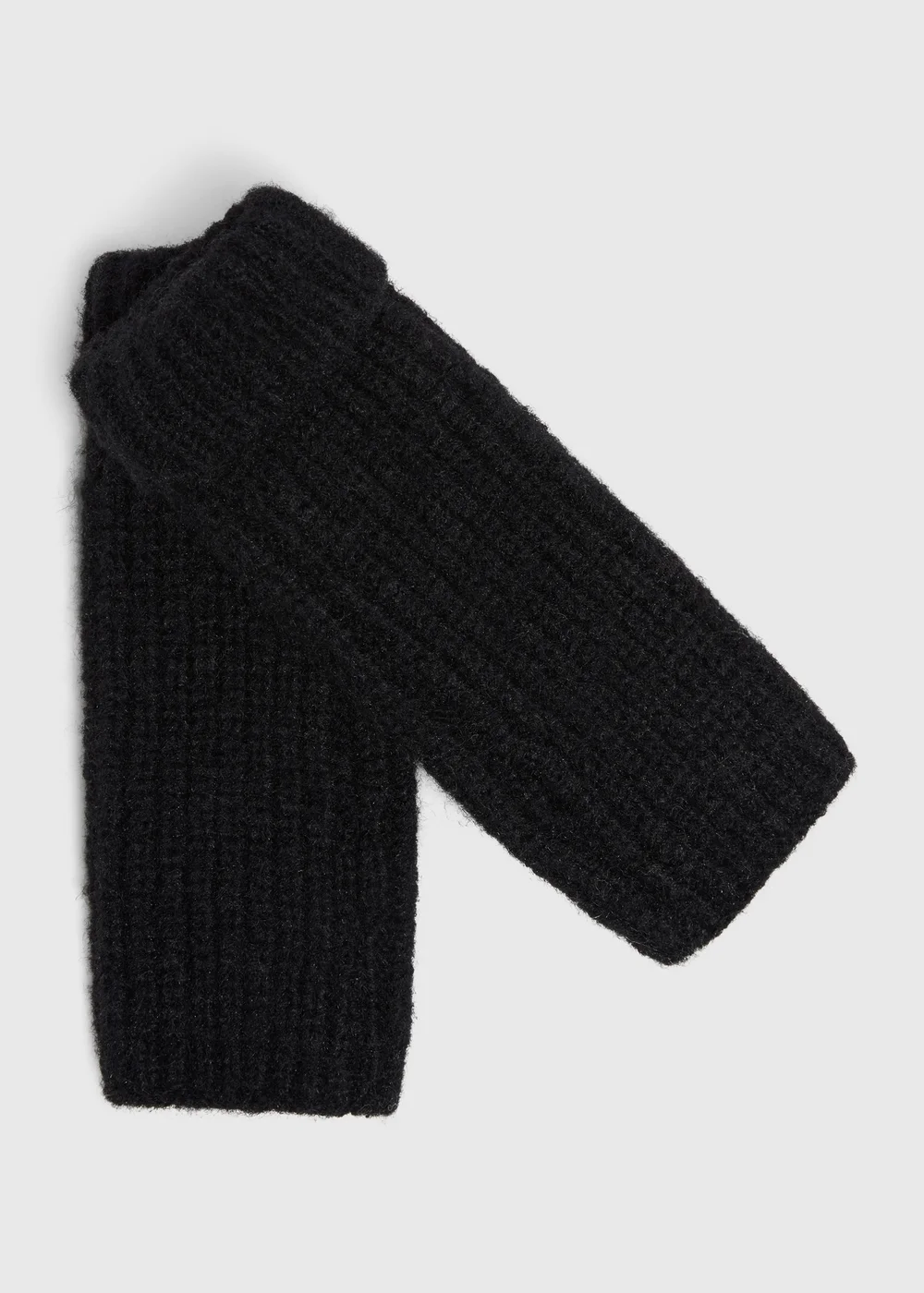 Black Ribbed Gloves - One Size Image 1