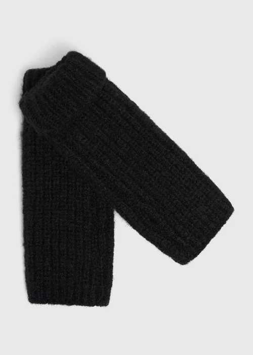 Black Ribbed Gloves - One Size Image 1