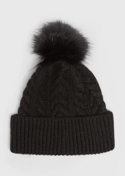 Black Cable Beanie - One Size Image 1