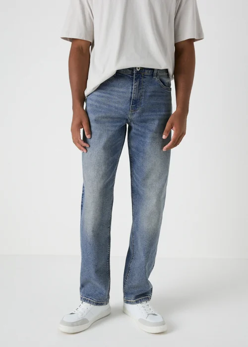 Mid Wash Straight Fit Jeans - 30 R Image 3