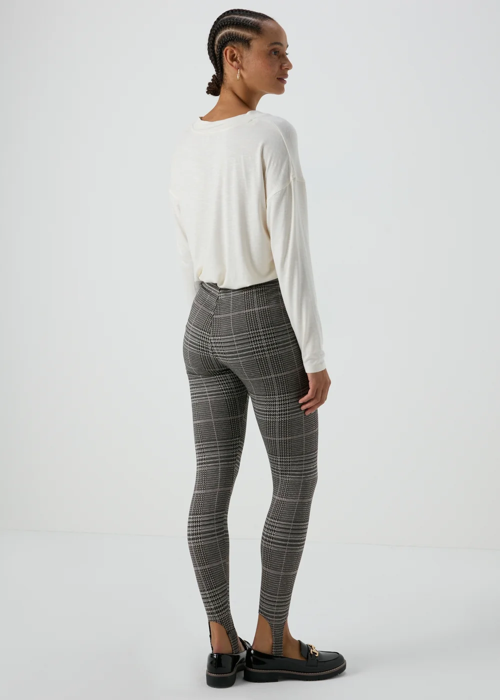 Brown Check Ponte Leggings - 8 Image 2