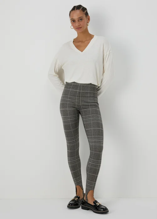 Brown Check Ponte Leggings - 8 Image 1