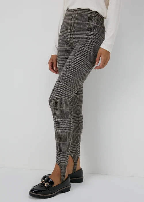 Brown Check Ponte Leggings - 8 Image 3