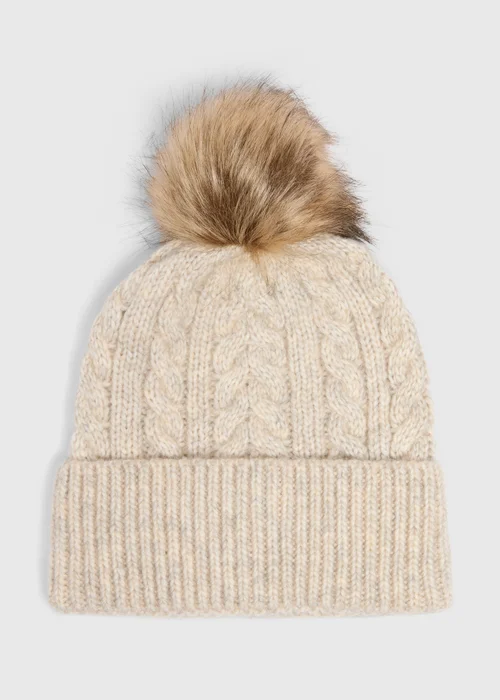 Oatmeal Cable Beanie - One Size Image 1