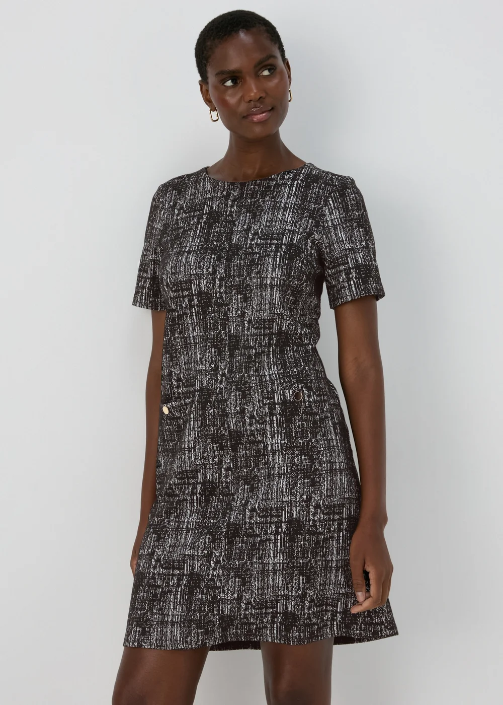 E Vous Black Textured Ponte Mini Dress - 8 Image 1