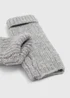 Grey Ribbed Gloves - One Size Image 2