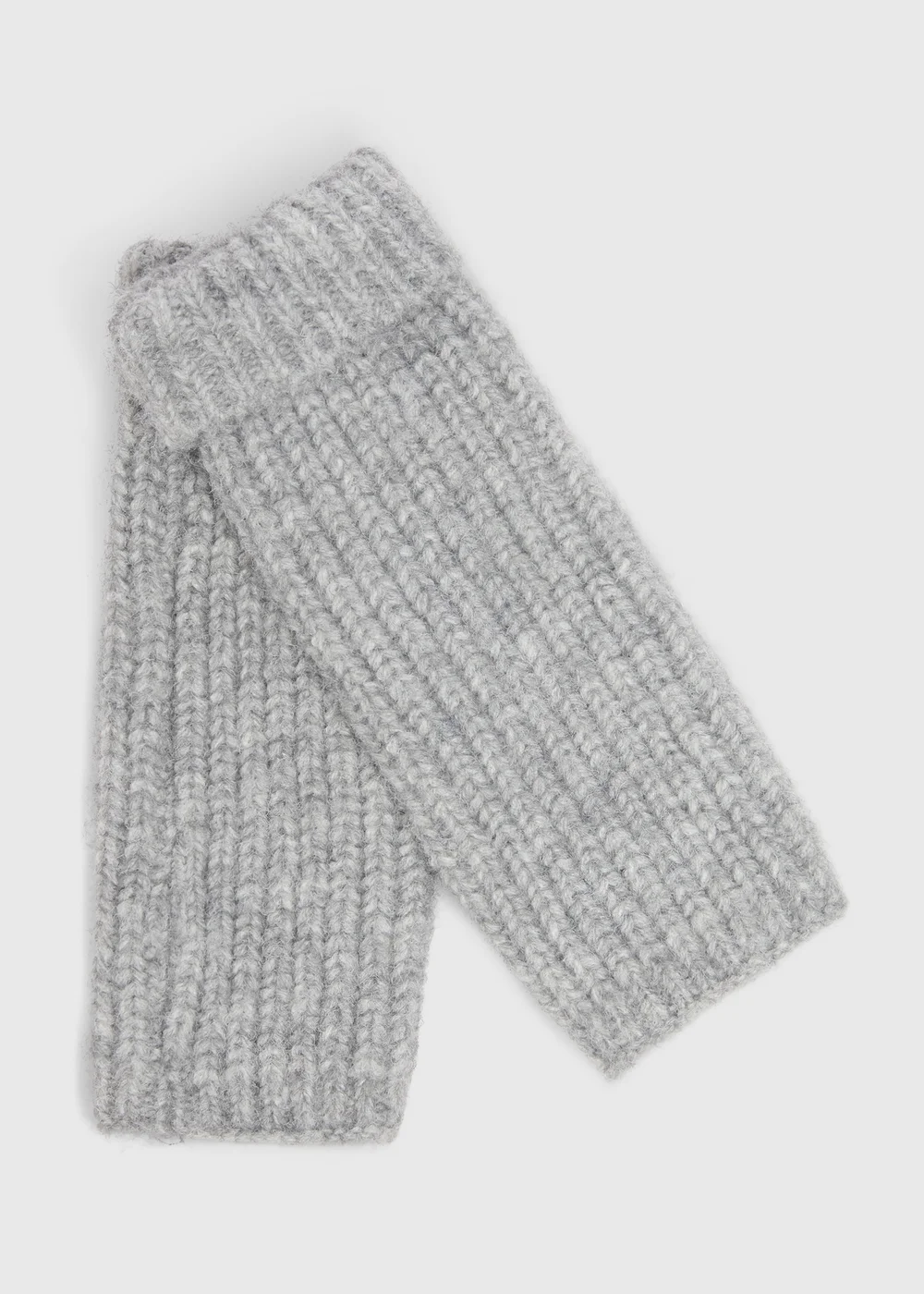 Grey Ribbed Gloves - One Size Image 1