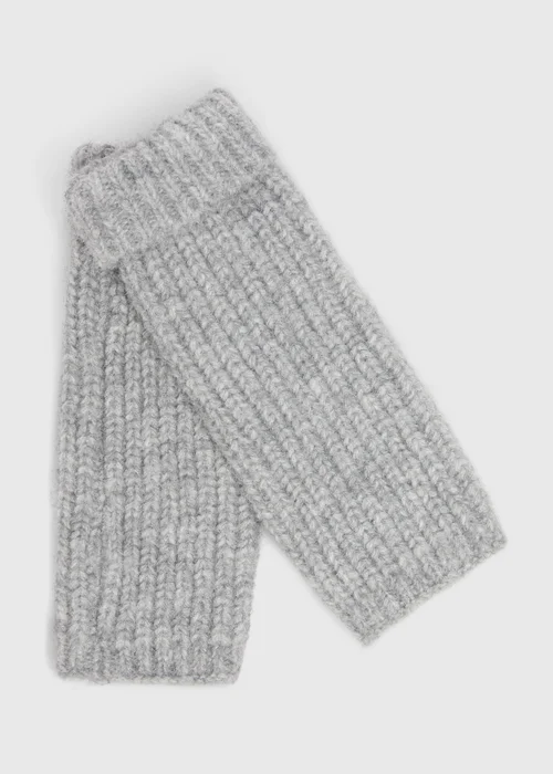Grey Ribbed Gloves - One Size Image 1