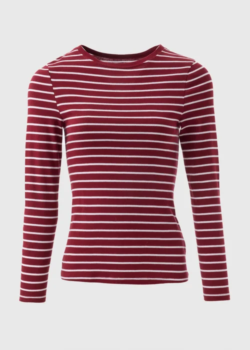 Burgundy Stripe Fitted T-Shirt - 8 Image 4