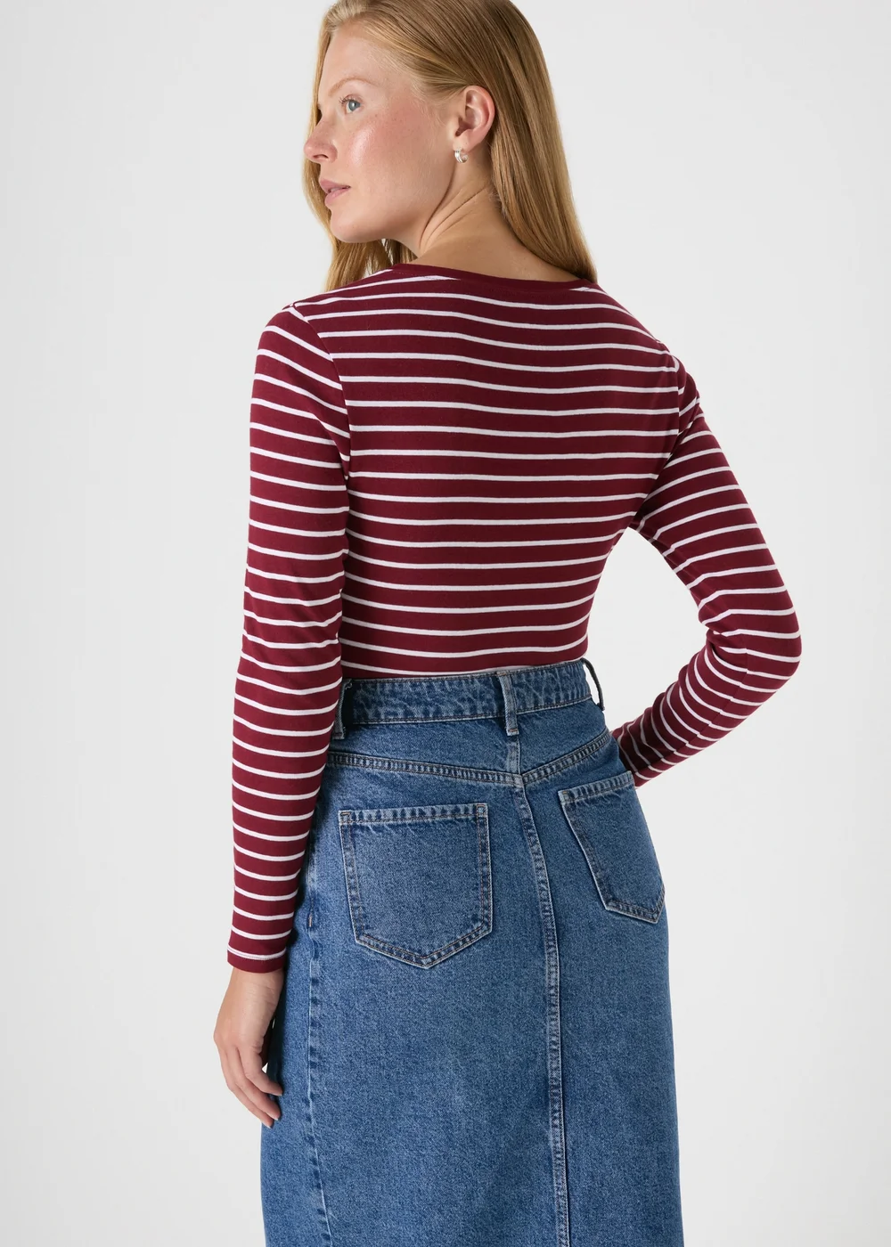 Burgundy Stripe Fitted T-Shirt - 8 Image 2