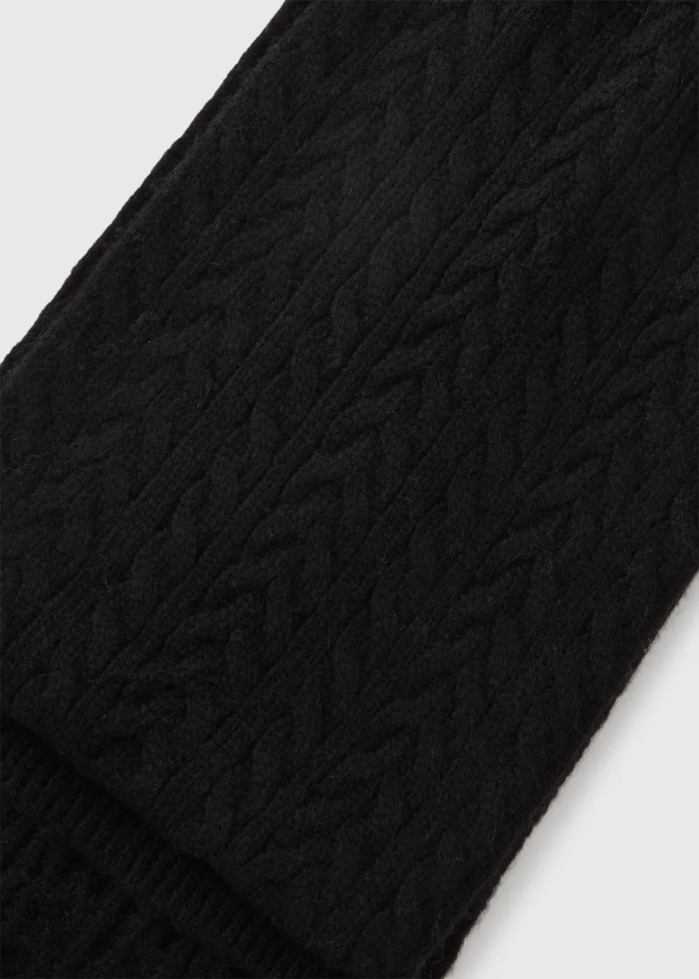 Black Cable Knit Scarf - One Size Image 2