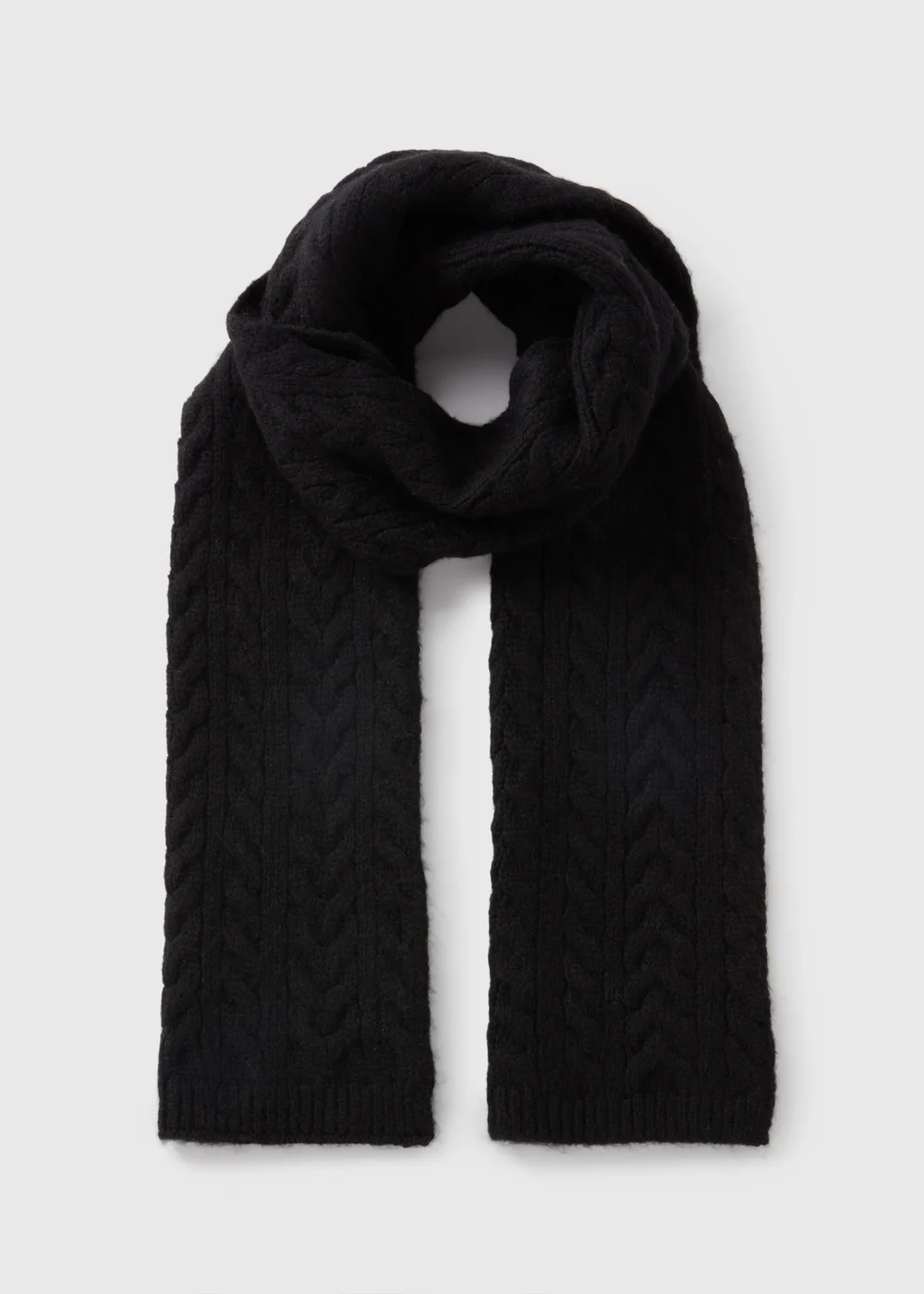 Black Cable Knit Scarf - One Size Image 1